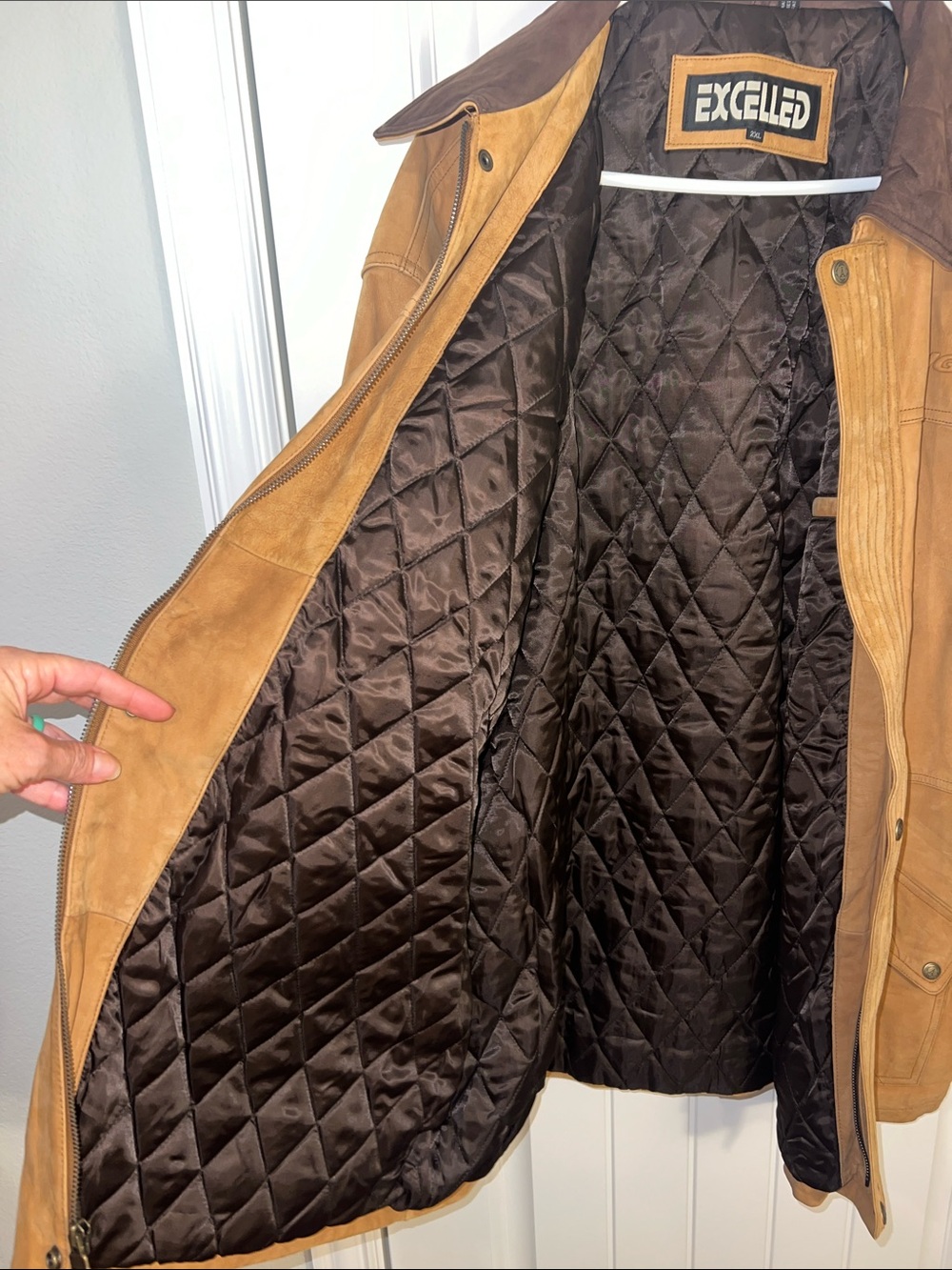 EUC! Vintage 1990s Bud Light Tan Leather Work Jacket by Excelled - Size 2X - Picture 12 of 15
